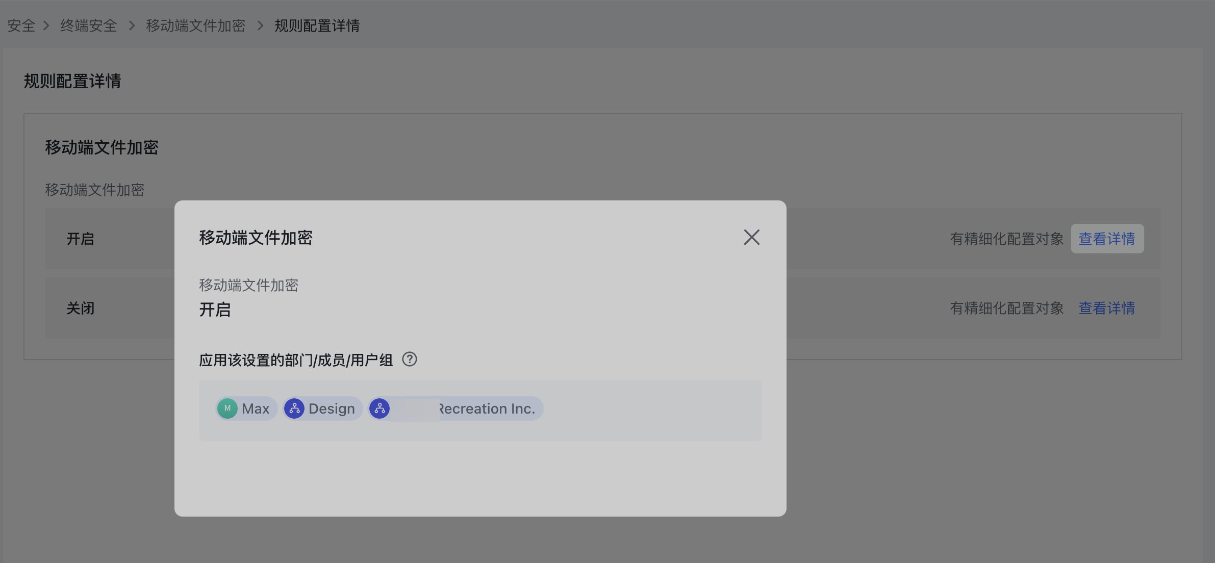 管理员设置移动端文件加密