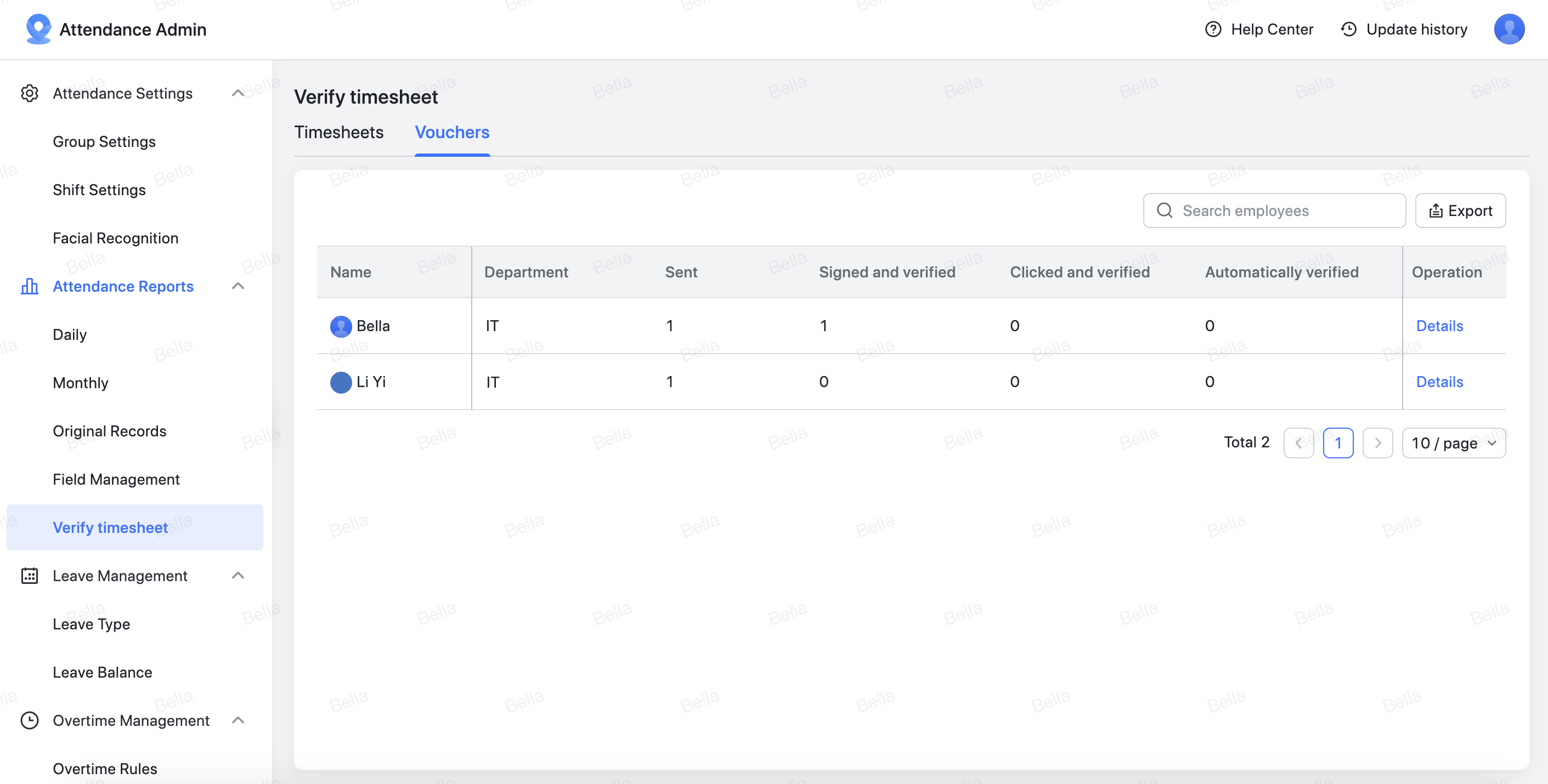 Attendance Set attendance verification