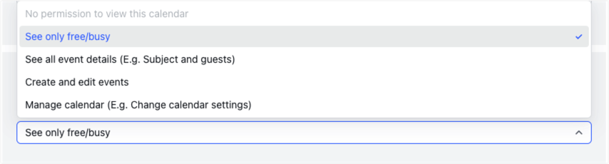 Admin Set calendar sharing permissions