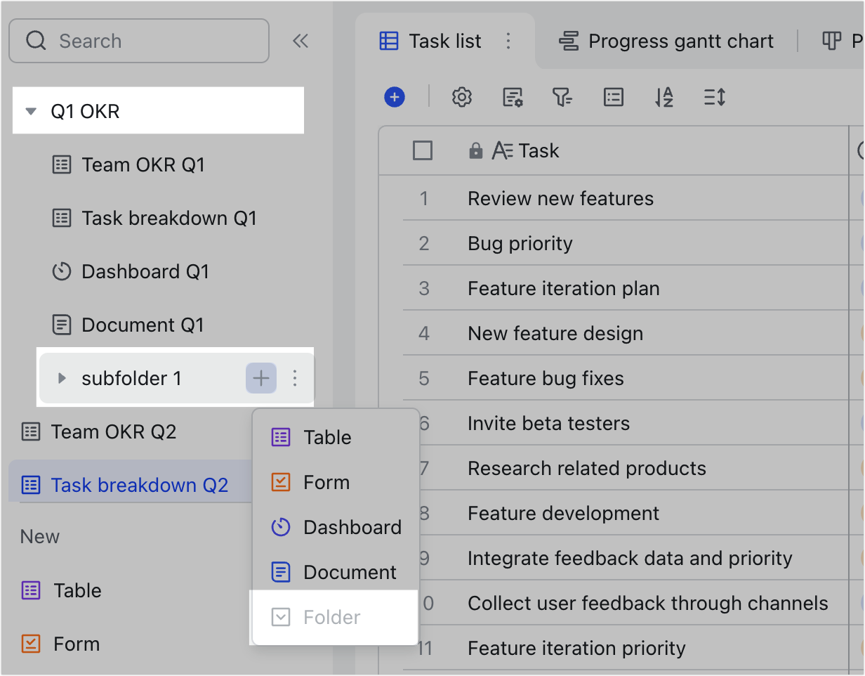 Create folders in Base