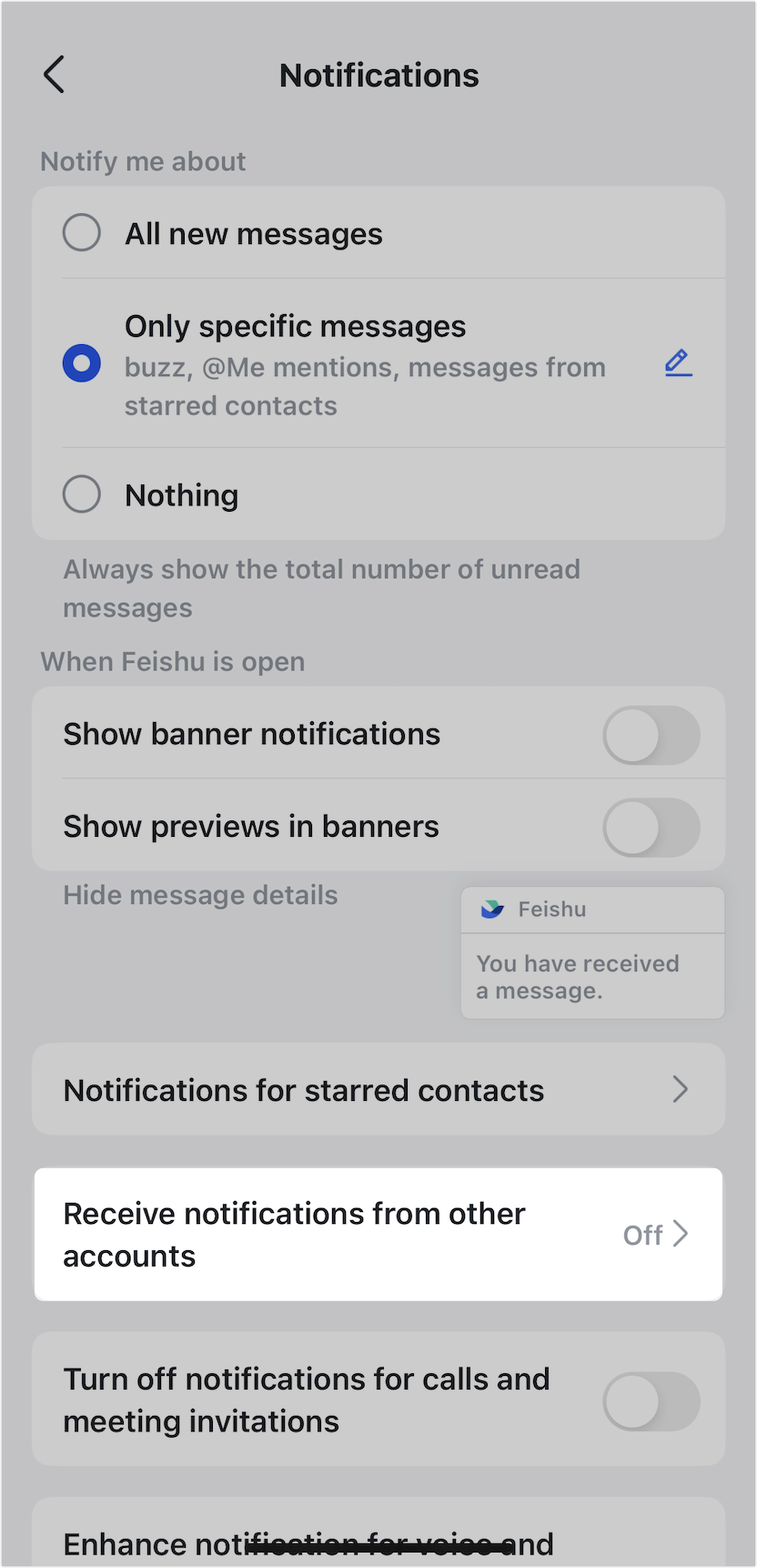 Receive notifications from other accounts through your mobile