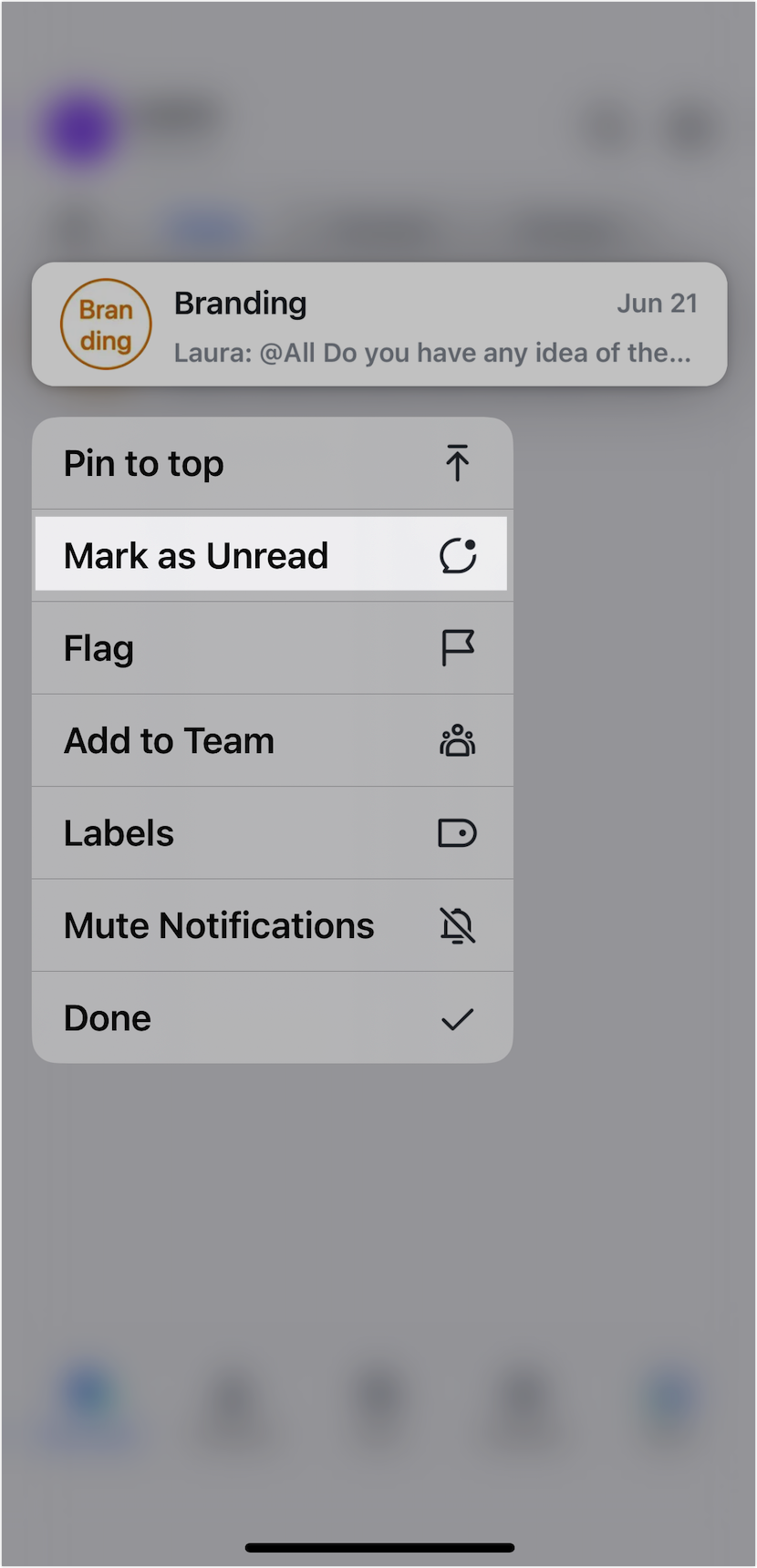 Mark a chat as unread