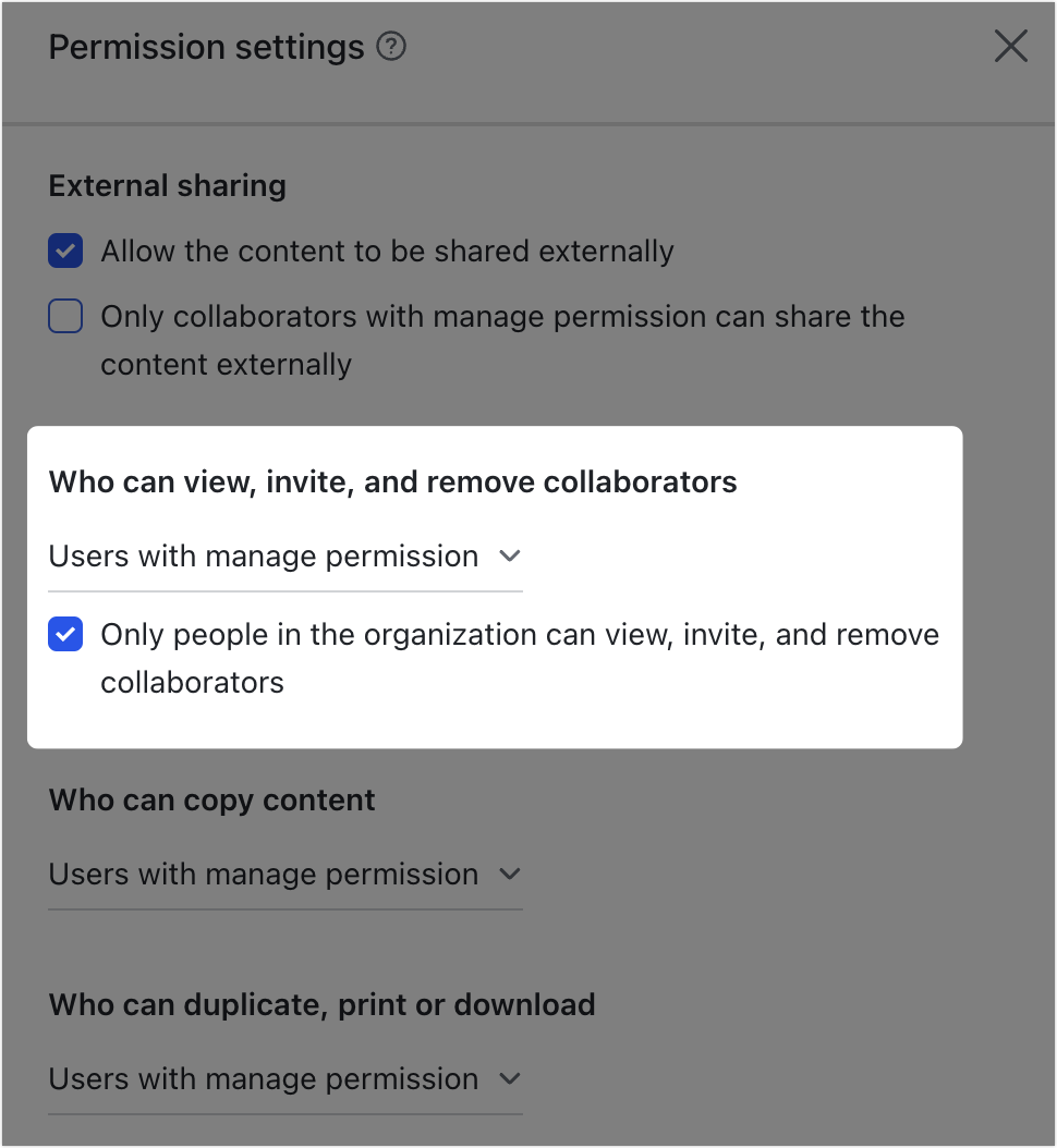 Set share, copy, download, and comment permissions for documents