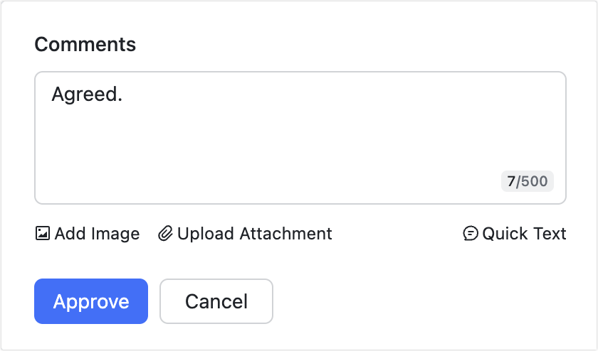 Leave review comments in approvals and set up quick text