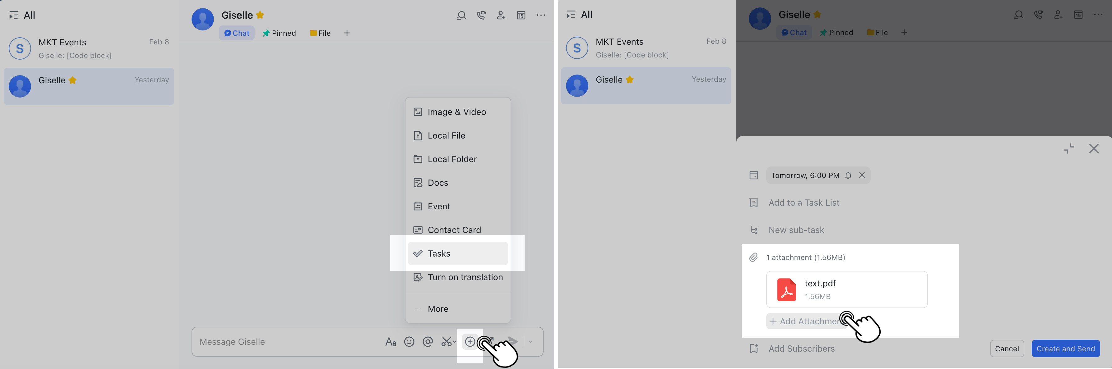 Add attachments to a task
