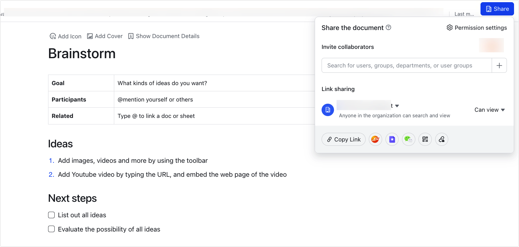 Share documents