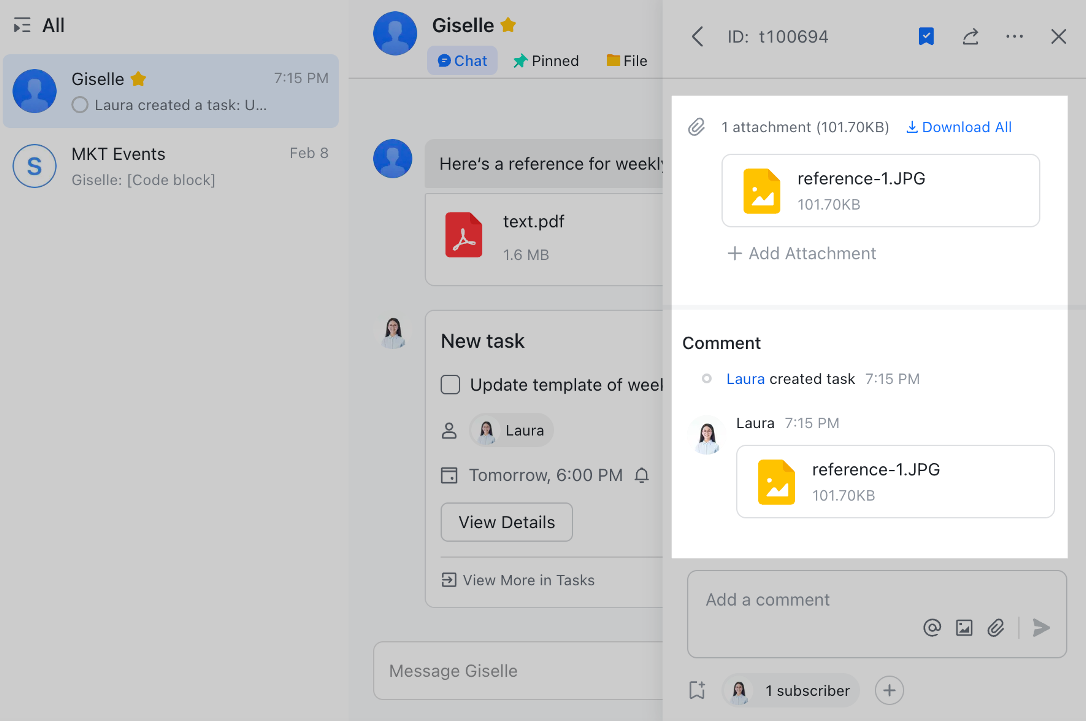 Add attachments to a task