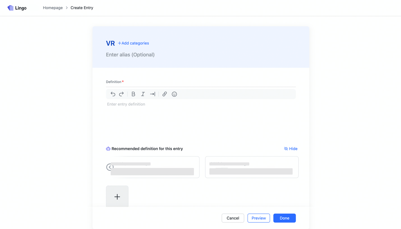 Create, Edit and Update Entries in Lingo