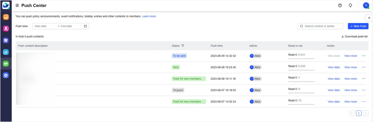 Create and manage Help Desk push notifications