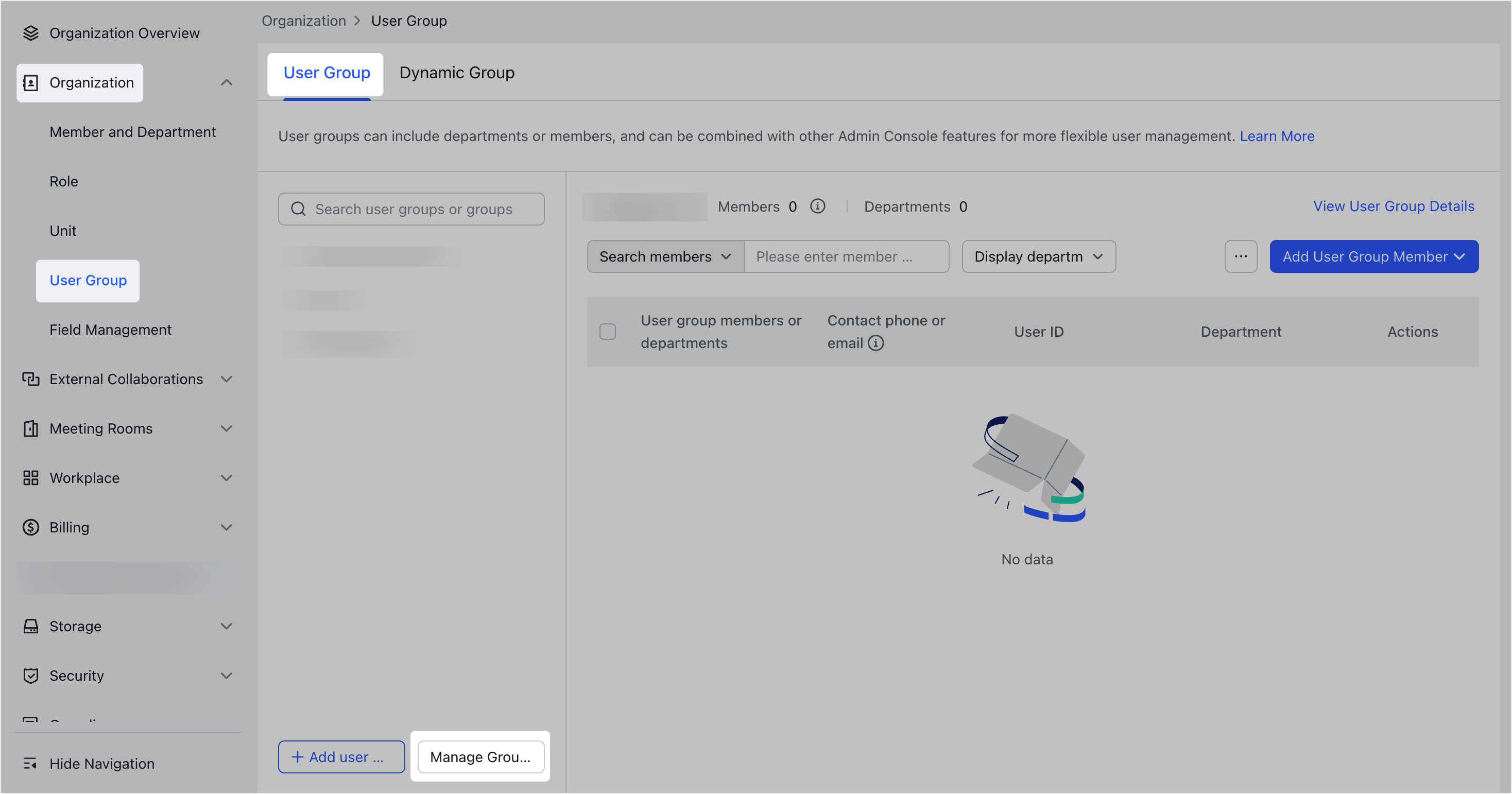 Admin | Manage user groups