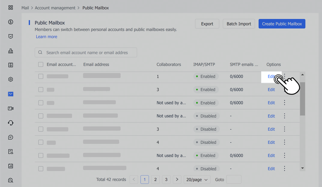 Admin Use public mailbox to send and receive emails