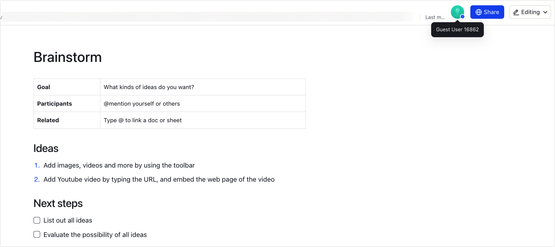 Share your document through a link