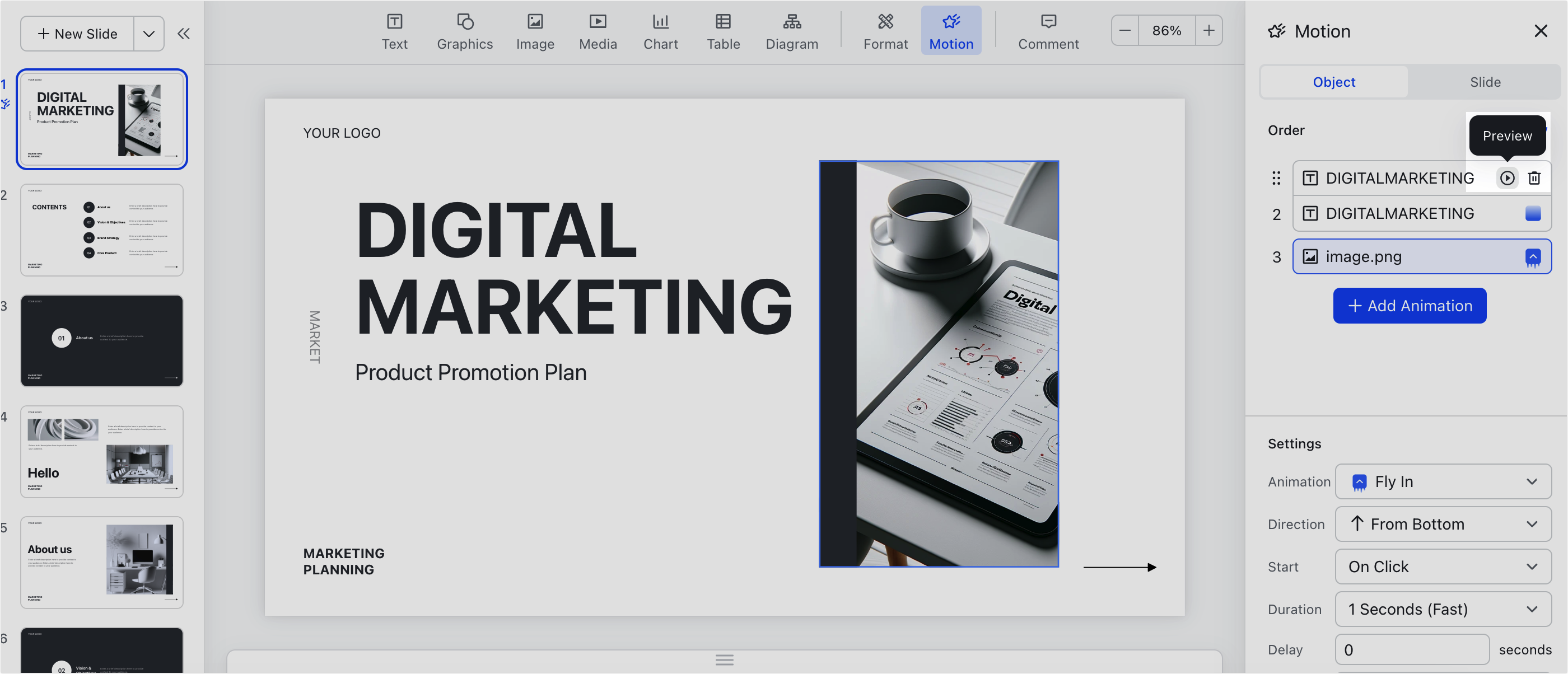 Use animations in Slides