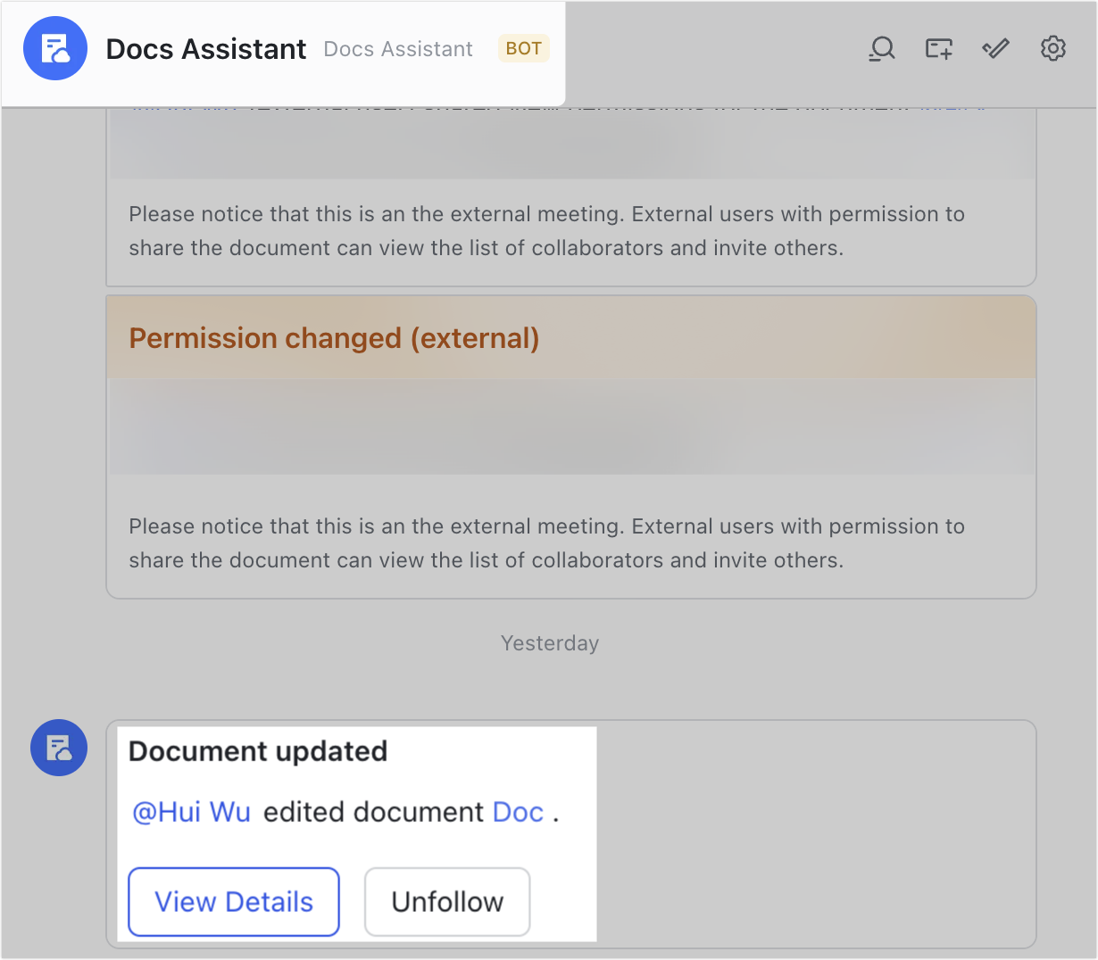 Follow updates in Feishu Docs