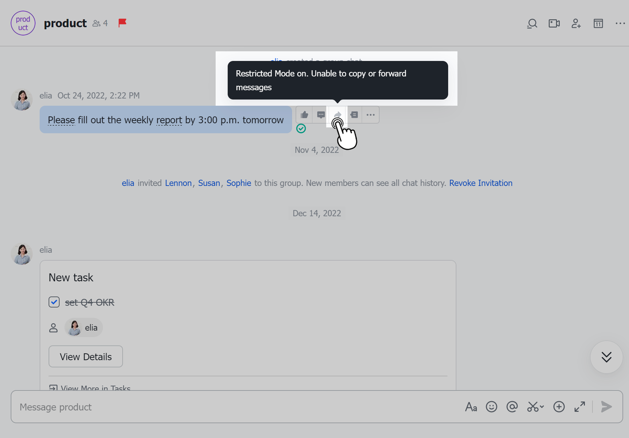 Turn on Restricted Mode in chats