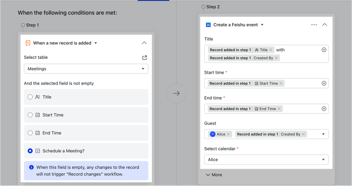 Create events, tasks, and groups with automations
