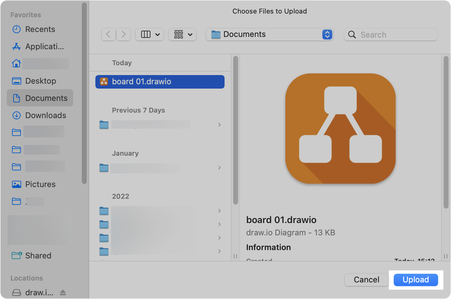 Import content onto a board