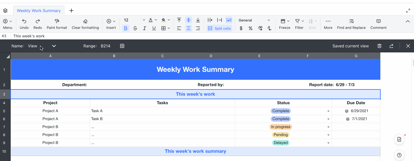 Use filter views in Sheets