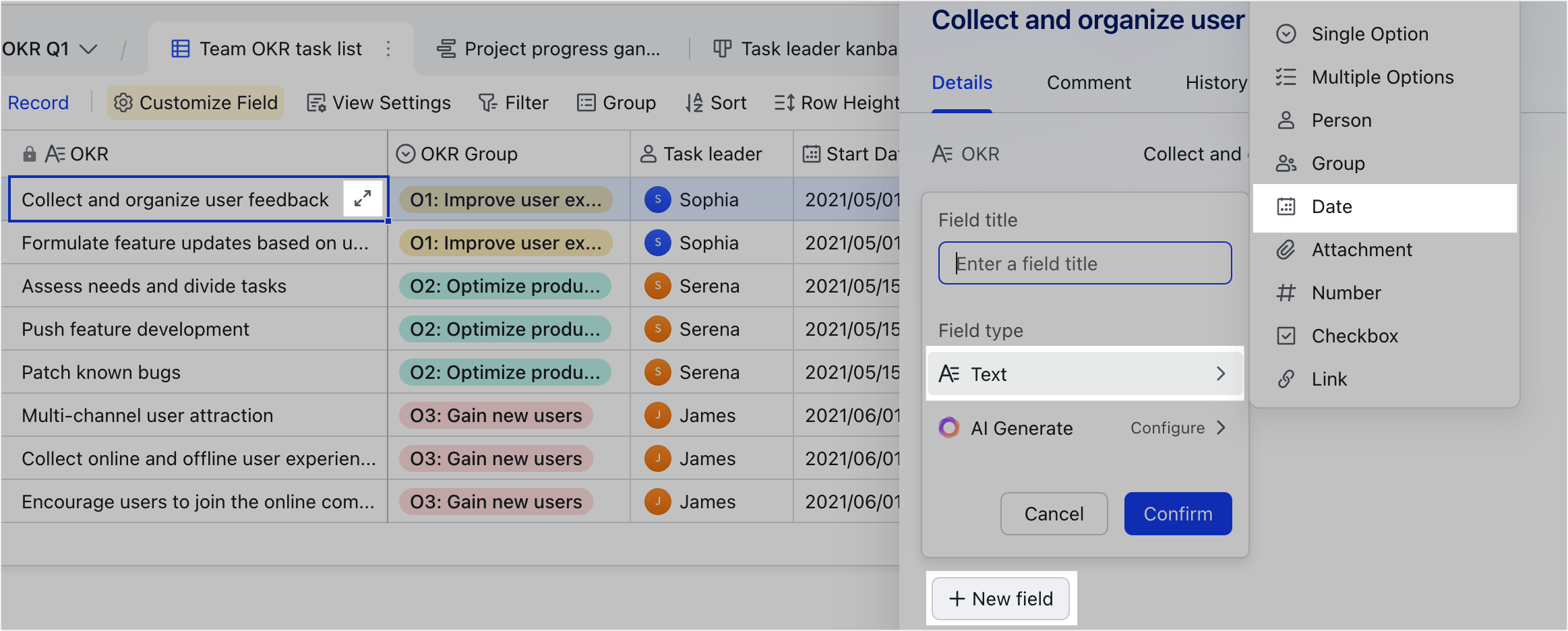 Use date fields in Base