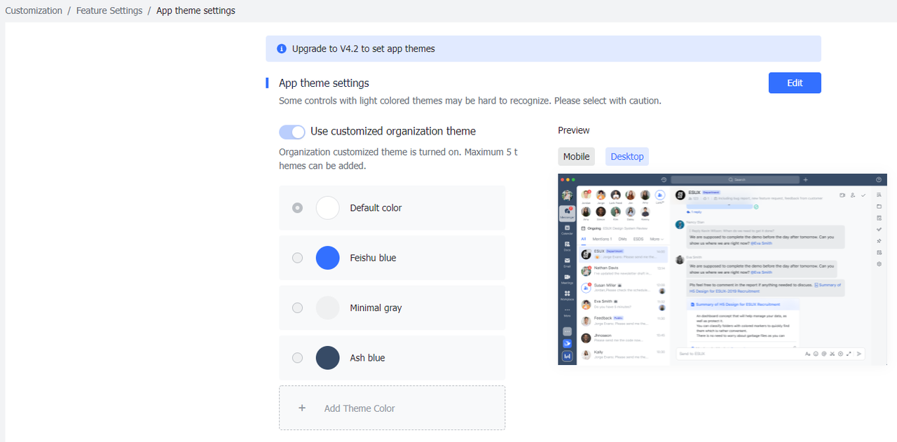Admin| Customize your app theme