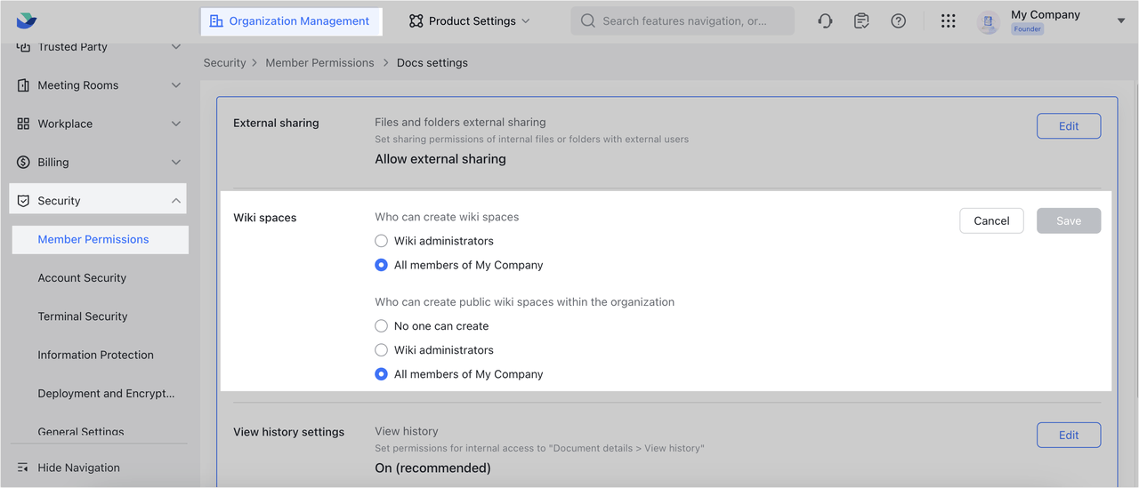 Configure a wiki space to be public