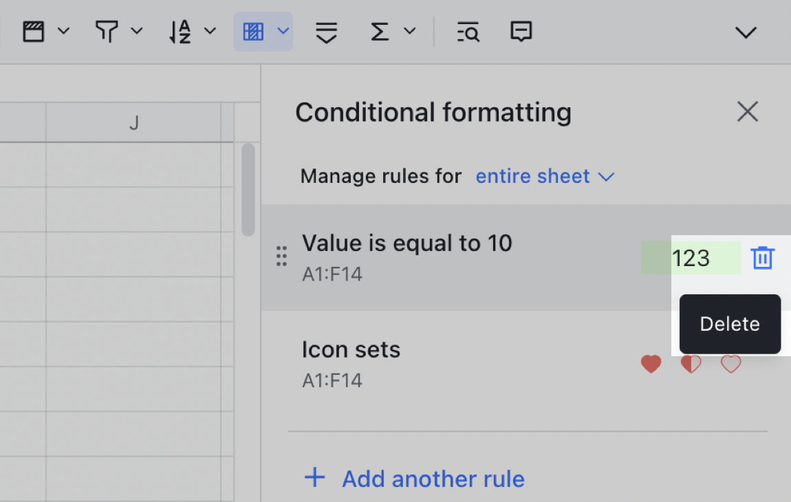 Use conditional formatting in sheets