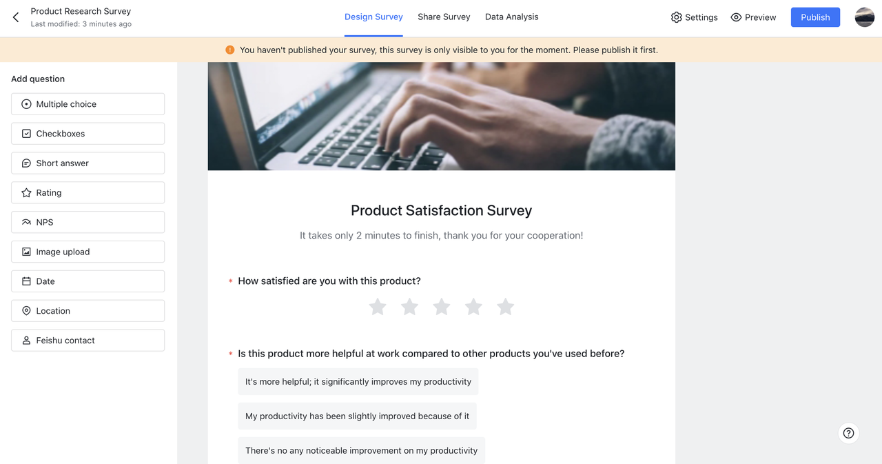 Use Feishu Survey