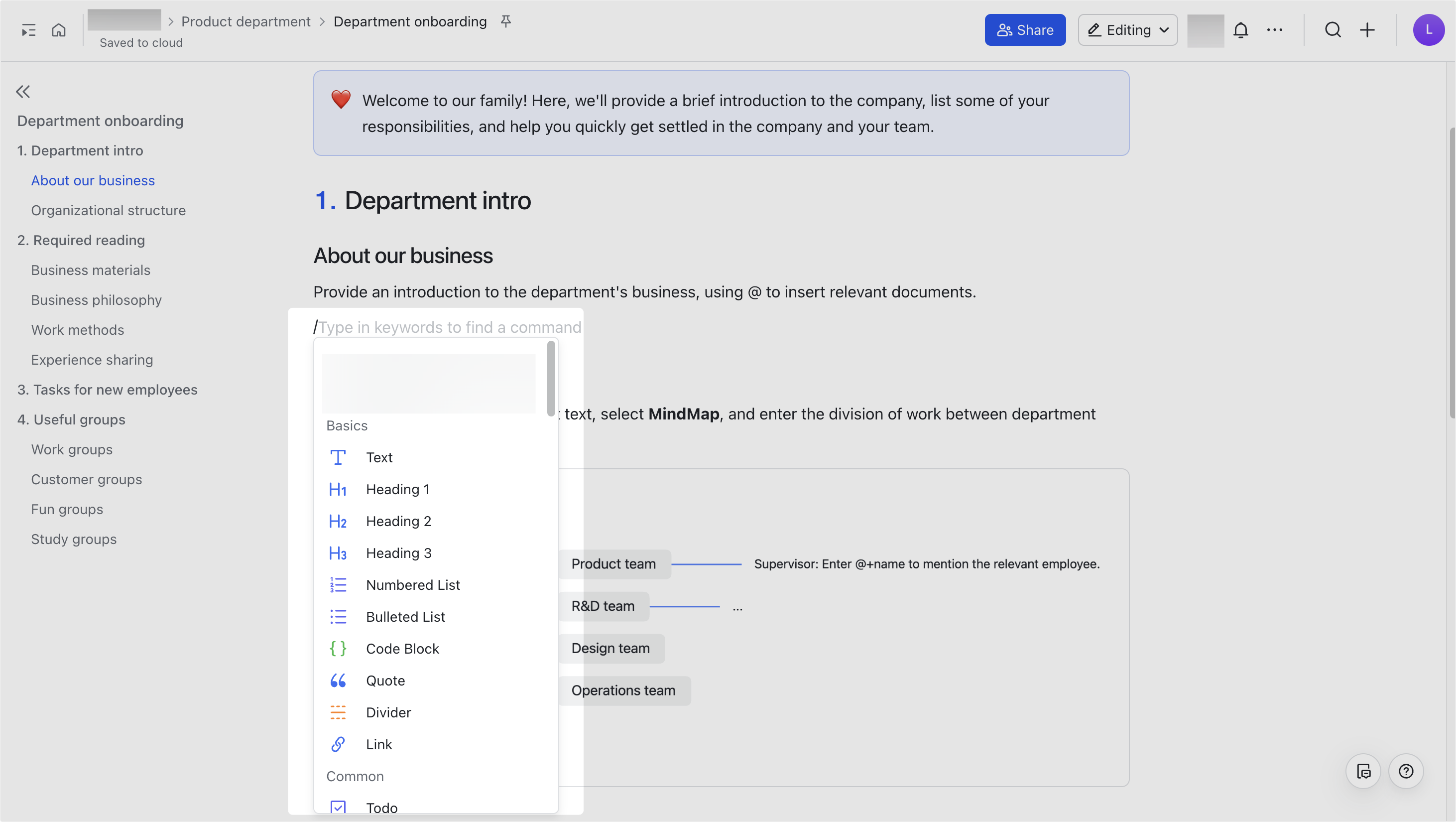 Use toolbars in Docs