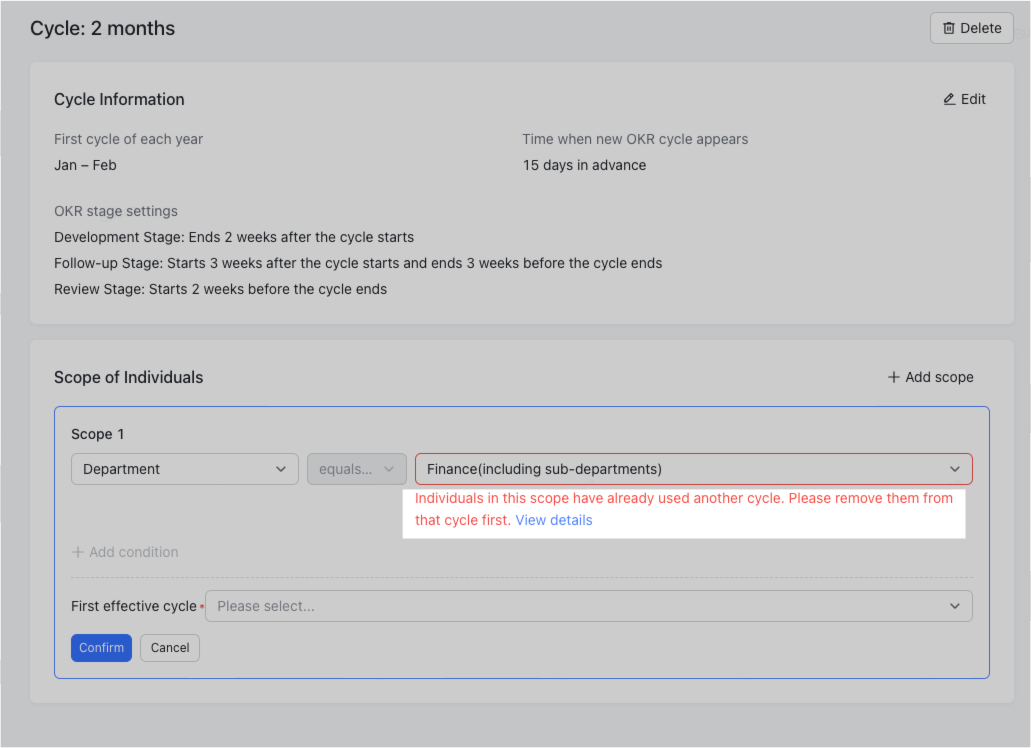 Admin | Set multiple OKR cycles