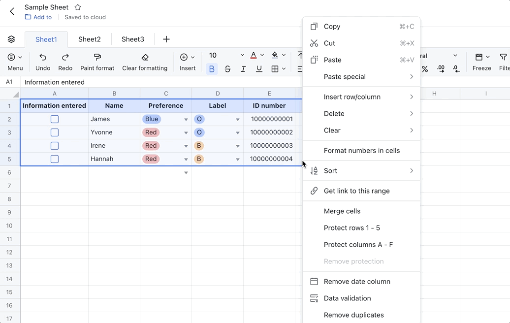 Use Paste Special in Sheets