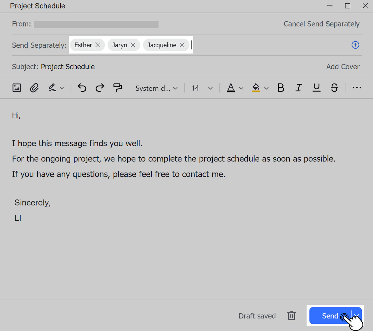 send separate emails to multiple users