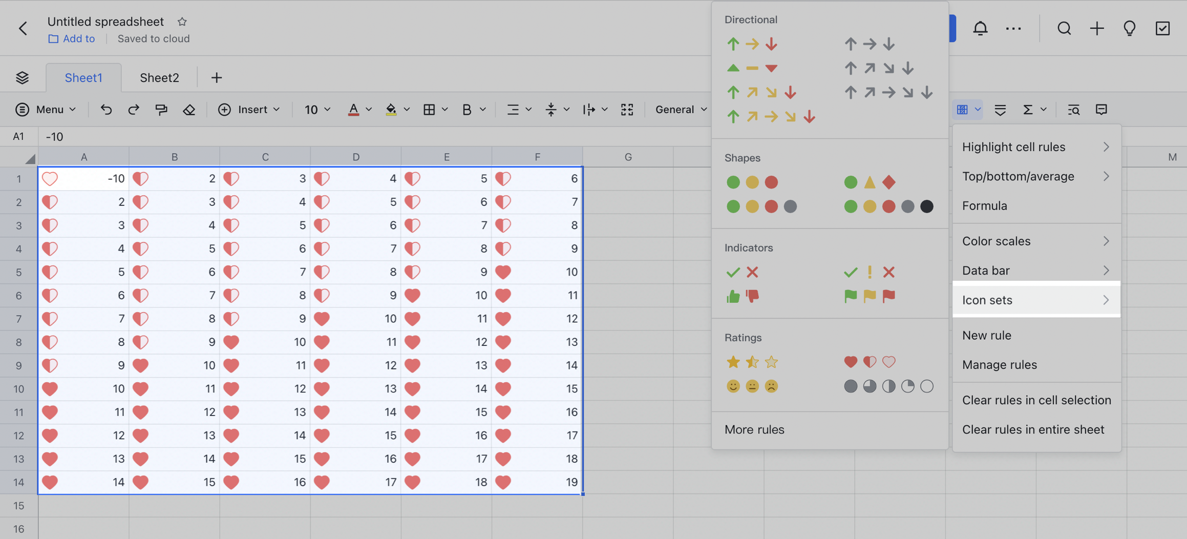 Use conditional formatting in sheets