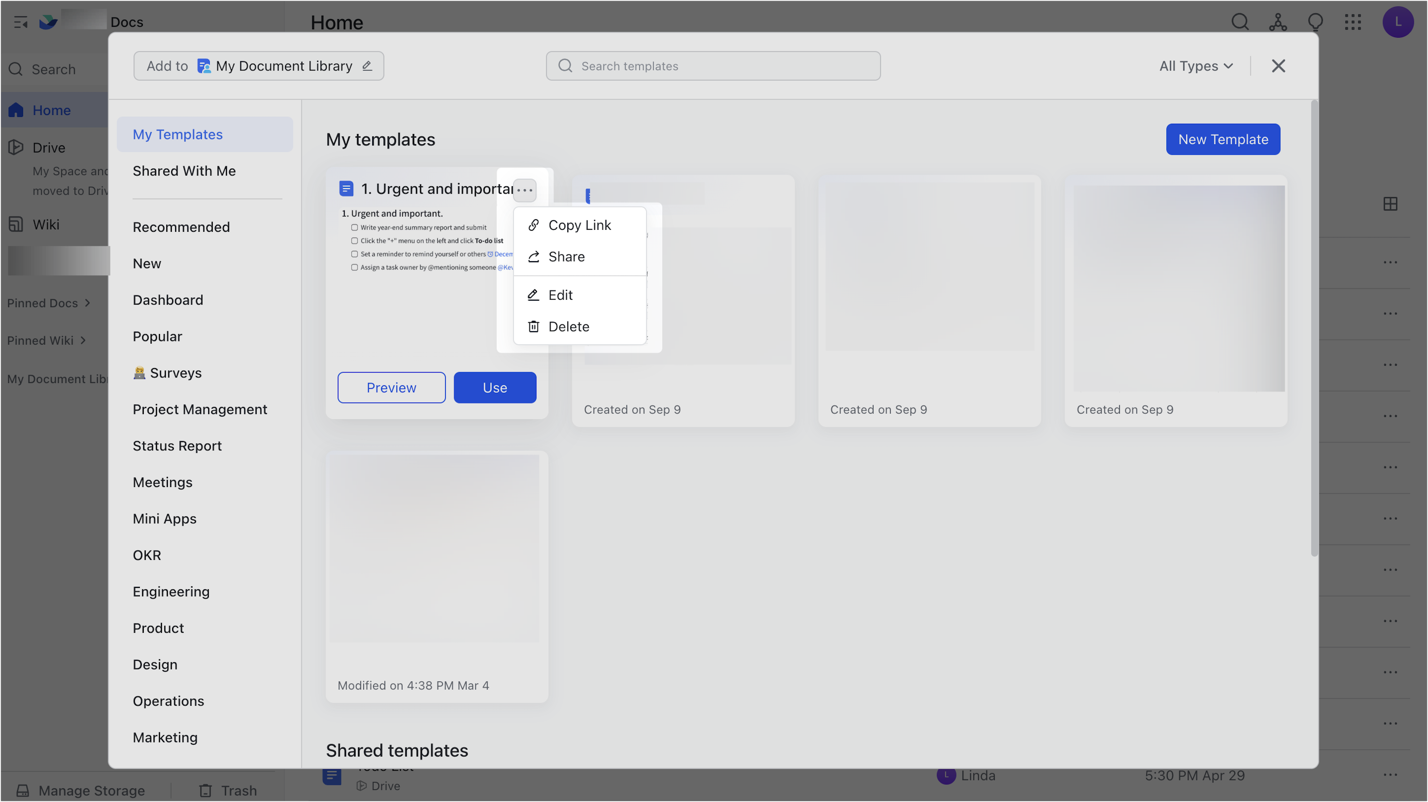 Use block templates in Docs
