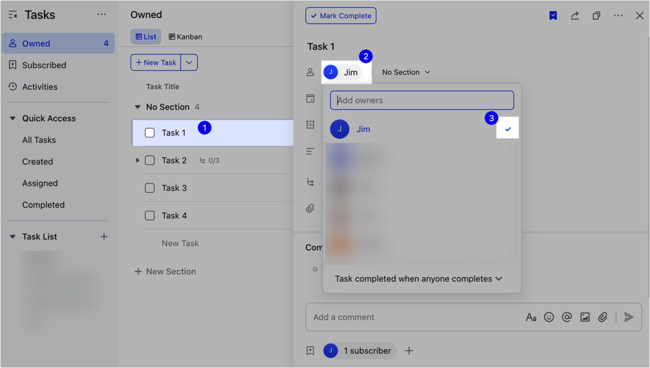 Add task and subtask owners