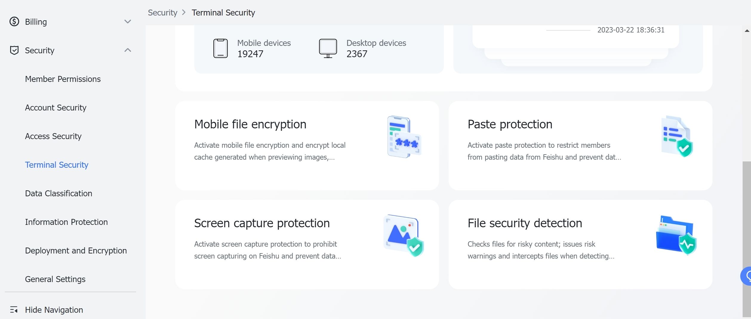 Admin | Activate file encryption for mobile devices