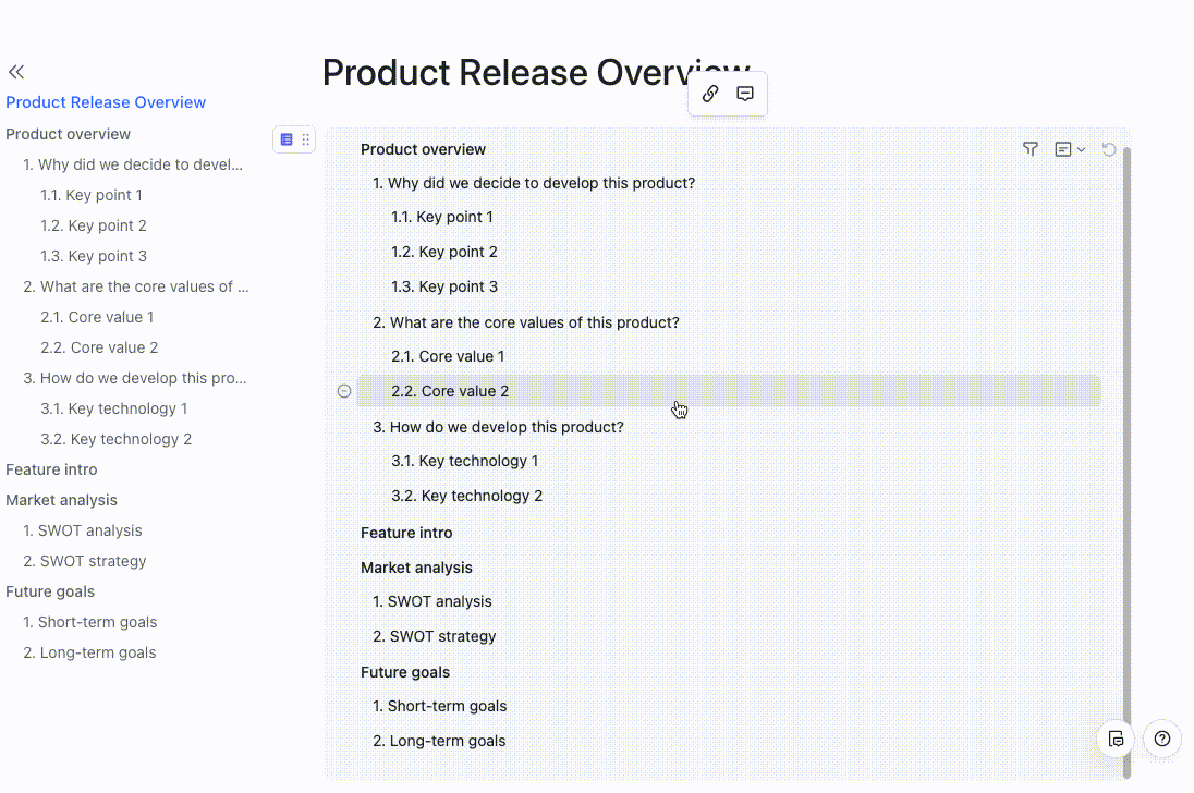 Use the table of contents add-on