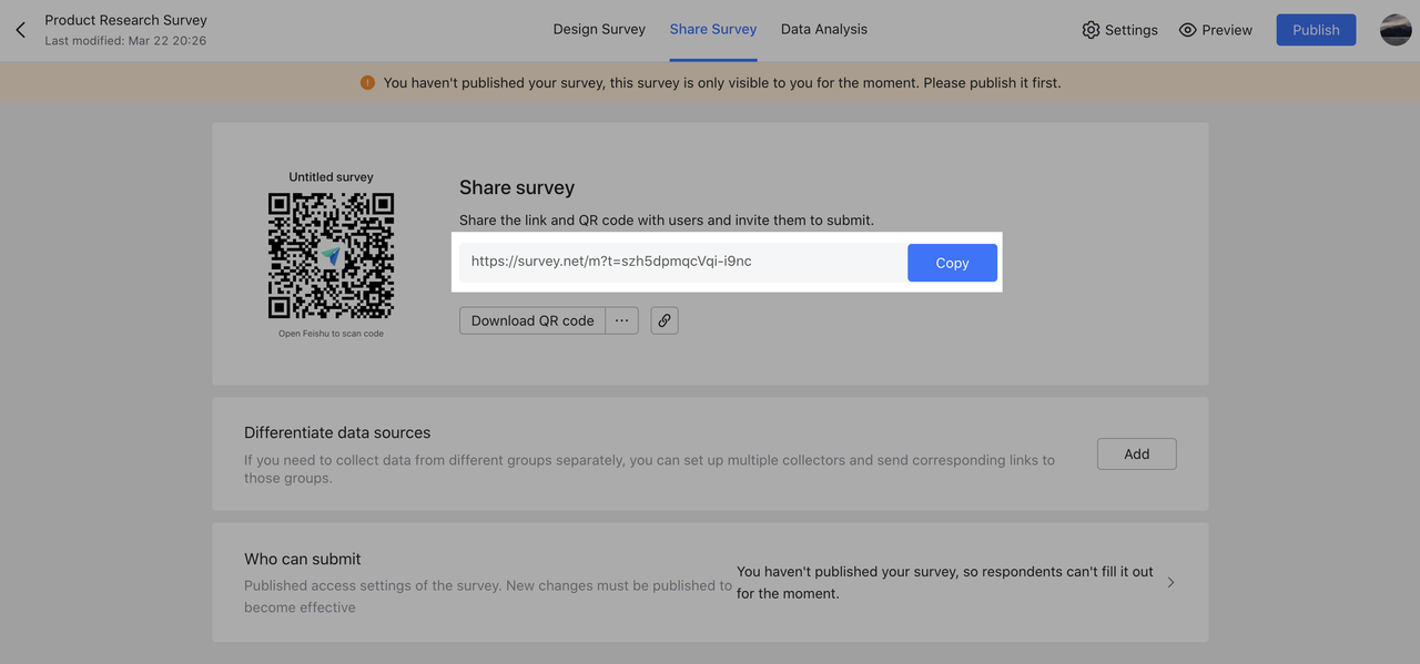 Use Feishu Survey