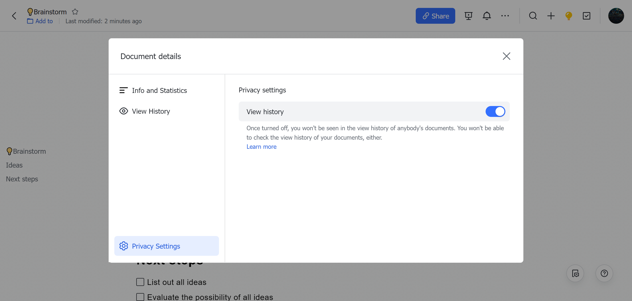 check-statistics-and-view-history-in-docs