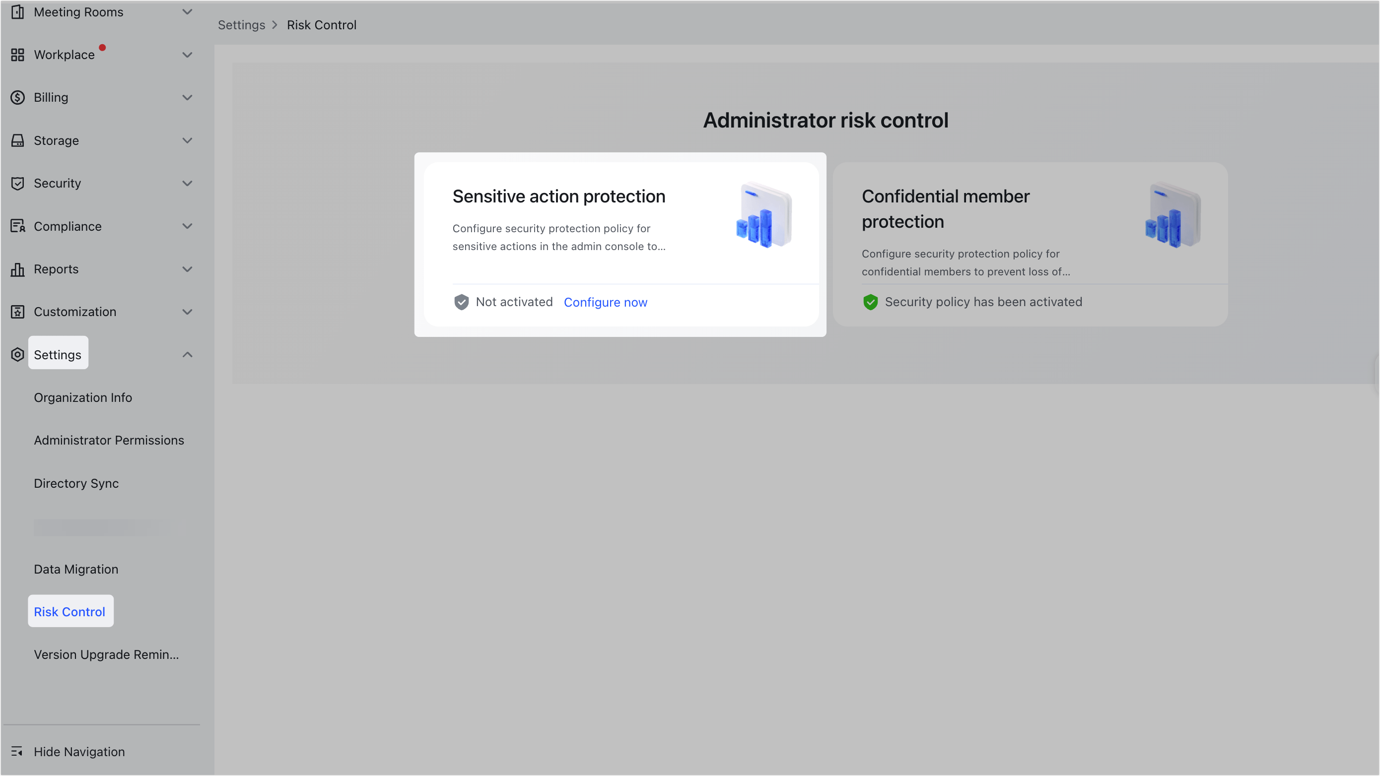Admin | Set sensitive action protection